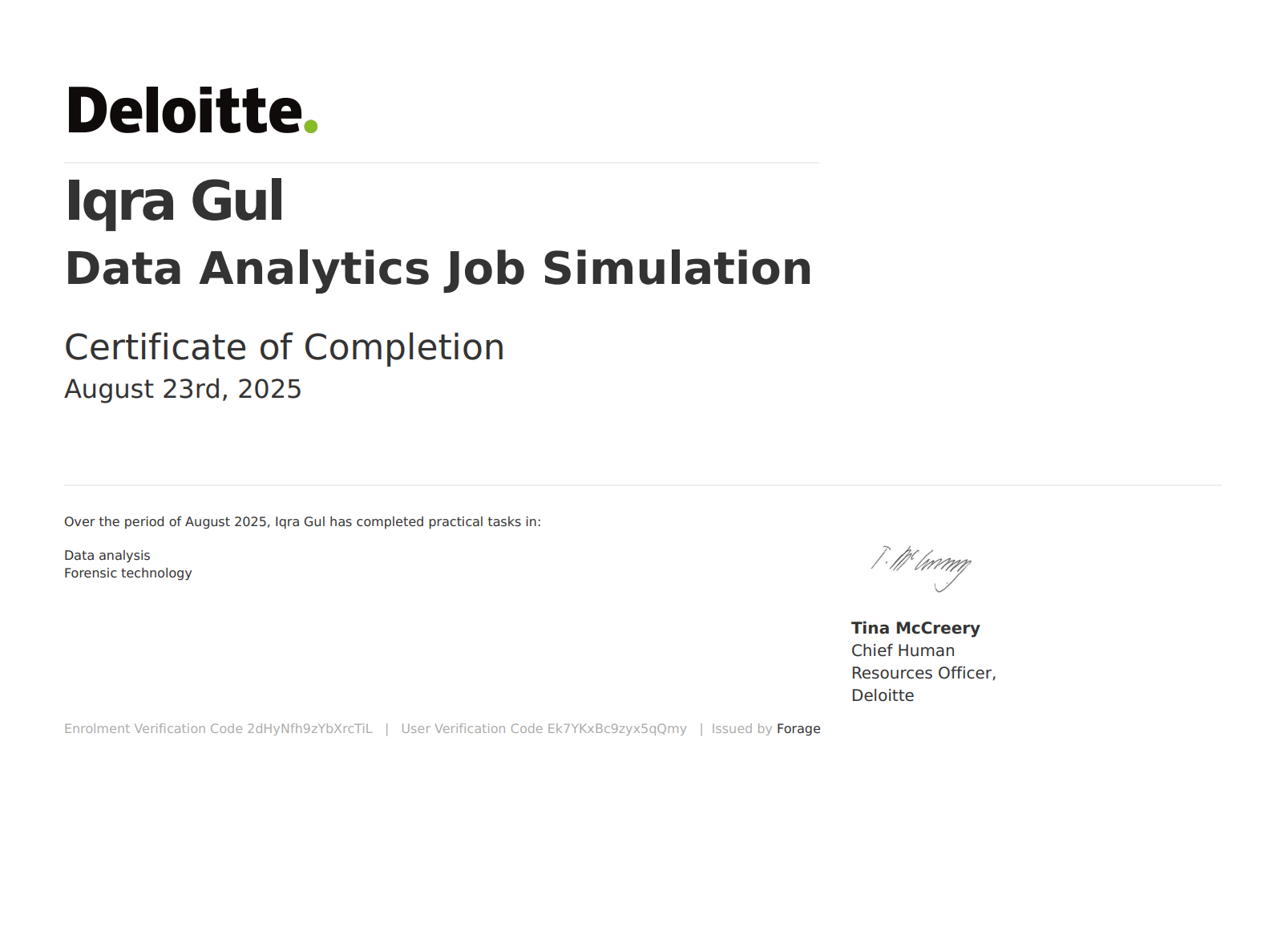 Deloitte Data Analytics Certificate
