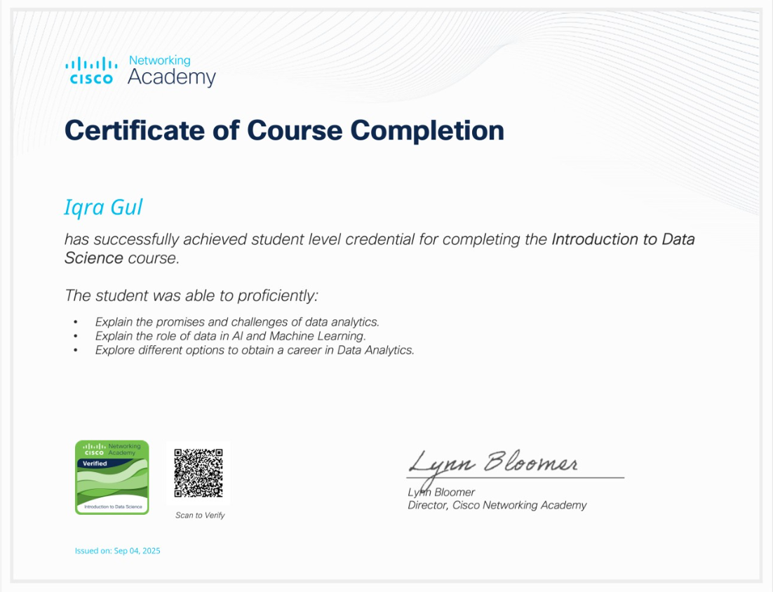 Introduction to Data Science Certificate